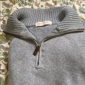 Jcrew grey cotton 3/4 zip sweater